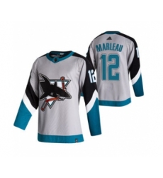 Men's San Jose Sharks #12 Patrick Marleau Grey 2020-21 Reverse Retro Alternate Hockey Jersey