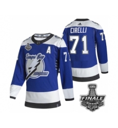 Men's Adidas Lightning #71 Anthony Cirelli Blue Authentic 2021 Stanley Cup Jersey