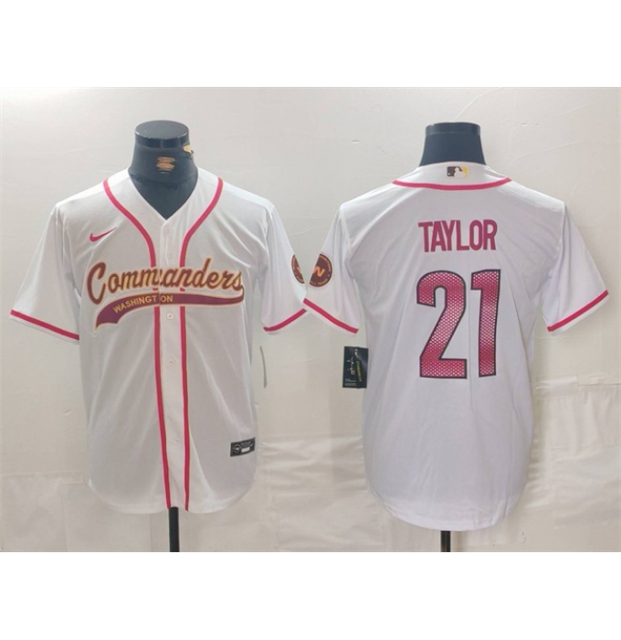 Men's Washington Commanders #21 Sean Taylor White With Cool Base Stitched Baseball Jersey
