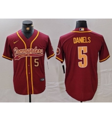 Men's Washington Commanders #5 Jayden Daniels Burgundy Cool Base Stitched Baseball Jerseys