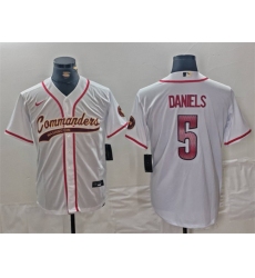 Men's Washington Commanders #5 Jayden Daniels White With Cool Base Stitched Baseball Jersey