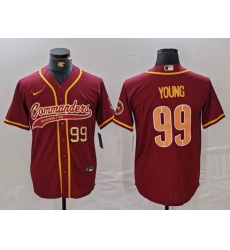 Men's Washington Commanders #99 Chase Young Burgundy Cool Base Stitched Baseball Jerseys
