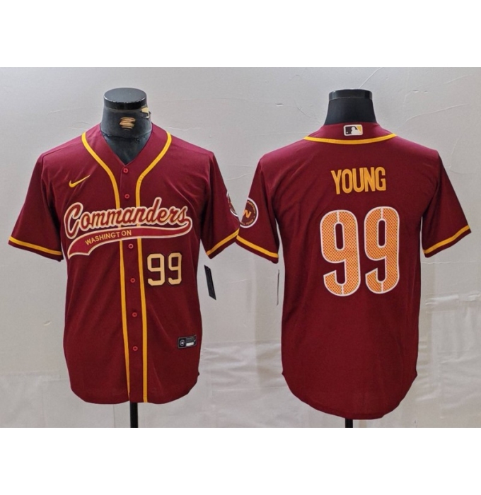 Men's Washington Commanders #99 Chase Young Burgundy Cool Base Stitched Baseball Jerseys