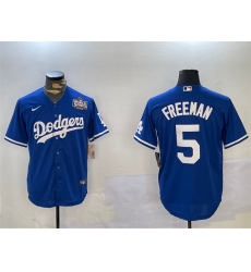 Men's Los Angeles Dodgers #5 Freddie Freeman Blue 2024 World Series Cool Base Stitched Baseball Jersey