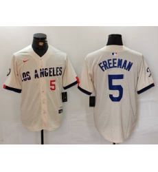 Men's Los Angeles Dodgers #5 Freddie Freeman Number Cream 2024 City Connect Limited Stitched Jersey