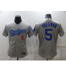 Men's Nike Los Angeles Dodgers #5 Freddie Freeman Gray Stitched Baseball Jersey