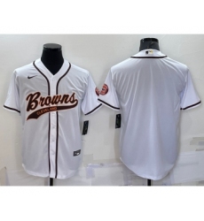 Men's Cleveland Browns Blank White Stitched MLB Cool Base Nike Baseball Jersey