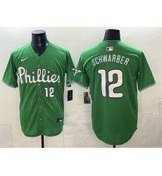 Men's Philadelphia Phillies #12 Kyle Schwarber Green Limited Stitched Jersey