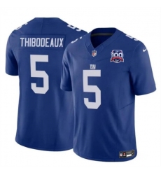 Men's New York Giants #5 Kayvon Thibodeaux Blue 2024 F.U.S.E. 100TH Season Vapor Untouchable Limited Stitched Jersey