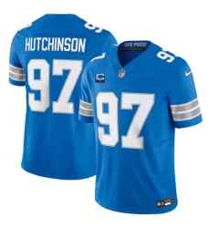 Men's Detroit Lions #97 Aidan Hutchinson Blue 2024 F.U.S.E. With 1-Star C Vapor Limited Stitched Jersey