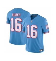Men's Nike Tennessee Titans #16 Treylon Burks Light Blue 2023 F.U.S.E. Vapor Limited Throwback Stitched Football Jersey