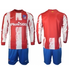 Men 2021-2022 Club Atletico Madrid home red Long Sleeve blank Soccer Jersey