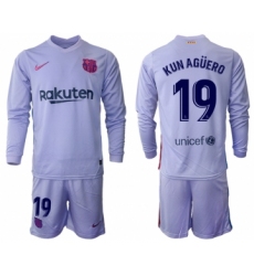 Men 2021-2022 Club Barcelona Second away purple Long Sleeve 19 Soccer Jersey