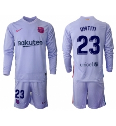 Men 2021-2022 Club Barcelona Second away purple Long Sleeve 23 Soccer Jersey