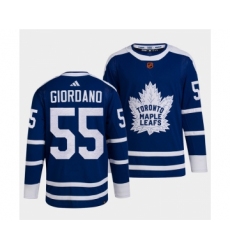 Men's Toronto Maple Leafs Black #55 Mark Giordano Blue 2022 Reverse Retro Stitched Jersey