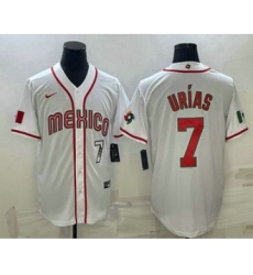 Mens Mexico Baseball #7 Julio Urias Number 2023 White World Baseball Classic Stitched Jersey