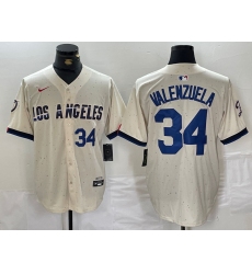 Men's Los Angeles Dodgers #34 Toro Valenzuela Number Cream 2024 City Connect Limited Stitched Jerseys