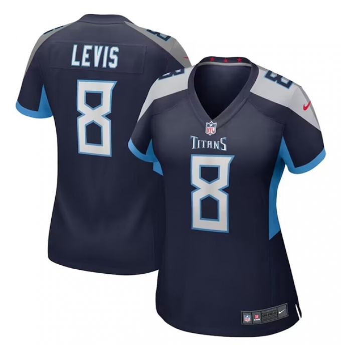 Women's Tennessee Titans #8 Will Levis Navy Football Stitched Game Jersey