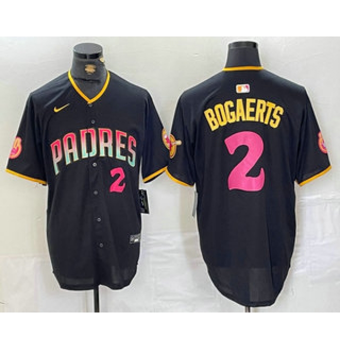 Men's San Diego Padres #2 Xander Bogaerts Black Player Number Fashion Baseball Jersey