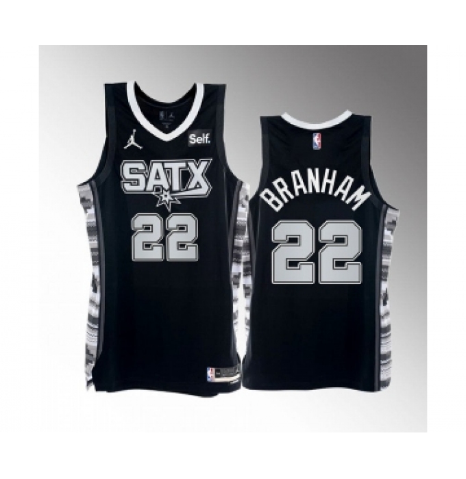 Men' San Antonio Spurs #22 Malaki Branham 2022-23 Black Stitched Jersey
