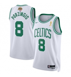 Men's Boston Celtics #8 Kristaps Porzingis White 2024 Finals Champions Association Edition Stitched Basketball Jersey