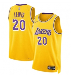 Men's Los Angeles Lakers #20 Maxwell Lewis Yellow 2024 Icon Edition Stitched Basketball Jersey