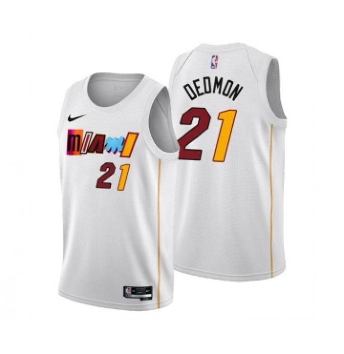 Men's Miami Heat #21 Dewayne Dedmon 2022-23 White City Edition Stitched Jersey