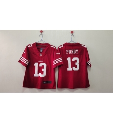 Women's San Francisco 49ers #13 Brock Purdy Red Vapor Football Stitched Jersey(Run Small)