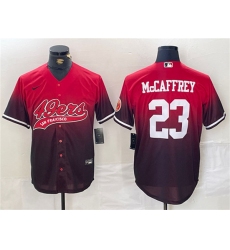 Men's San Francisco 49ers #23 Christian McCaffrey Red Black With Cool Base Baseball Stitched Jersey