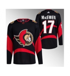 Men's Ottawa Senators #17 Zack MacEwen Black Reverse Retro Stitched Jersey