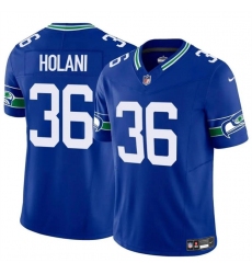 Men's Seattle Seahawks #36 George Holani Royal 2024 F.U.S.E Throwback Vapor Limited Football Stitched Jersey