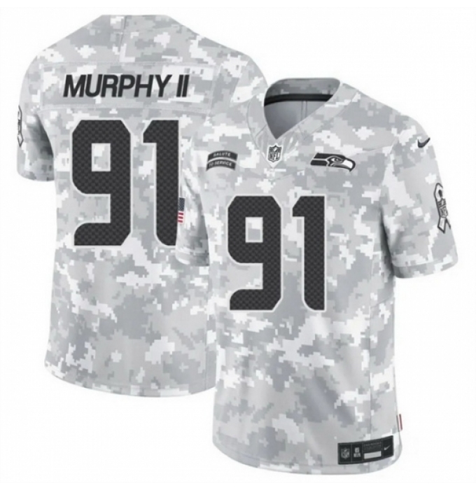 Men's Seattle Seahawks #91 Byron Murphy II 2024 F U S E Arctic Camo Salute To Service Limited Stitched Football Jersey