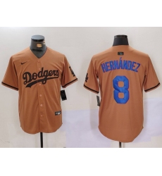 Men's Los Angeles Dodgers #8 Kike Hernandez Olive Cool Base Limited Stitched Jersey