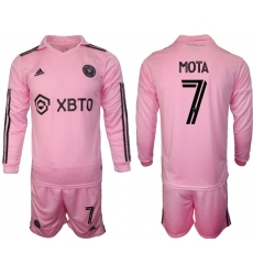 Men's Inter Miami CF #7 Mota 2023-24 Pink Home Soccer Jersey Suit