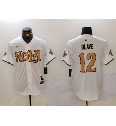 Men's New Orleans Saints #12 Chris Olave Number White Nola Baseball Jerseys