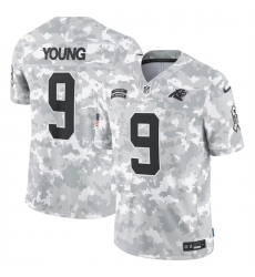 Men's Carolina Panthers #9 Bryce Young 2024 Arctic Camo Salute To Service Limited Stitched Football Jersey