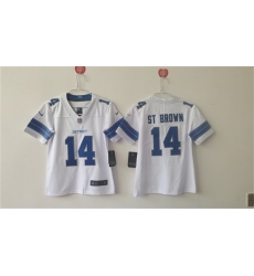 Women's Detroit Lions #14 Amon-Ra St. Brown White Vapor Football Stitched Jersey(Run Smaller)