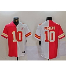 Men's Kansas City Chiefs #10 Isiah Pacheco Red White Split Vapor Limited Stitched Jersey