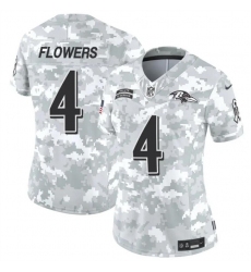 Women's Baltimore Ravens #4 Zay Flowers 2024 F.U.S.E Arctic Camo Salute To Service Limited Stitched Football Jersey(Run Small)