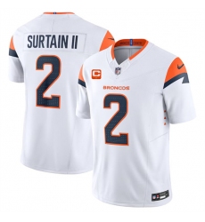 Men's Denver Broncos #2 Pat Surtain II White 2024 F.U.S.E. Wit 1-Star C Vapor Limited Football Stitched Jersey