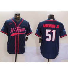 Men's Houston Texans #51 Will Anderson Jr. Navy With Cool Base Stitched Baseball Jerseys