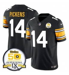 Men's Pittsburgh Steelers #14 George Pickens Black 2024 F U S E 50th Anniversary Of Super Bowl IX Vapor Untouchable Limited Stitched Jersey