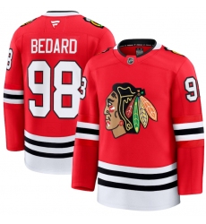 Men's Chicago Blackhawks #98 Connor Bedard Red 2024-25 Home Stitched Hockey Jersey