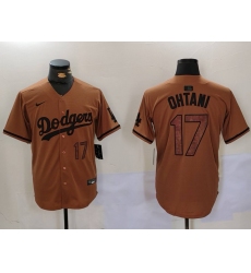 Men's Los Angeles Dodgers #17 Shohei Ohtani Number Olive Cool Base Limited Stitched Jersey