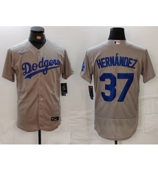 Men's Los Angeles Dodgers #37 Teoscar Hernandez Grey Flex Base Stitched Jersey