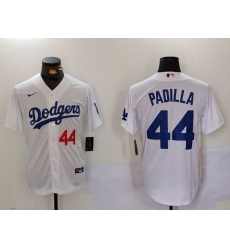 Men's Los Angeles Dodgers #44 Vicente Padilla Number White Cool Base Stitched Jersey