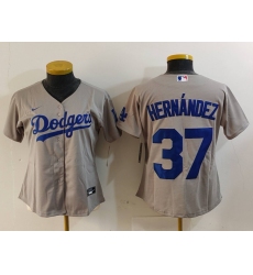 Women's Los Angeles Dodgers #37 Teoscar Hernandez Grey Cool Base Stitched Jersey