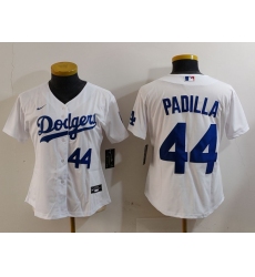 Women's Los Angeles Dodgers #44 Vicente Padilla Number White Cool Base Stitched Jerseys