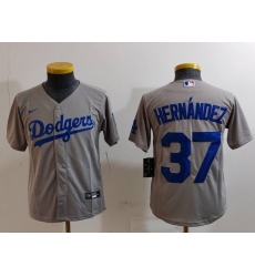 Youth Los Angeles Dodgers #37 Teoscar Hernandez Grey Cool Base Stitched Jersey