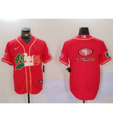 Men's San Francisco 49ers Team Big Logo Red With Cool Base Stitched Baseball Jersey